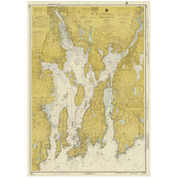 Nautical Chart - Narragansett Bay ca. 1975 - Sepia Tinted-Paper Art-33"x46"