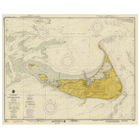 Nautical Chart - Nantucket Island ca. 1975 - Sepia Tinted-Paper Art-32"x26"