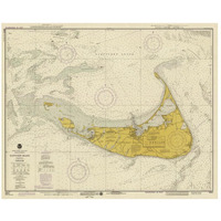 Nautical Chart - Nantucket Island ca. 1975 - Sepia Tinted-Paper Art-46"x38"