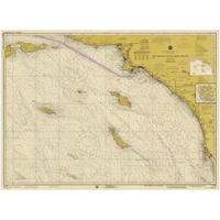 Nautical Chart - San Diego to Santa Rosa Island ca. 1975 - Sepia Tinted-Paper Art-24"x18"