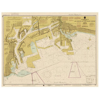 Nautical Chart - Los Angeles and Long Beach Harbors ca. 1998 - Sepia Tinted-Paper Art-32"x25"