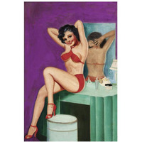 Mid-Century Pin-Ups - Bedtime Stories-Paper Art-14"x20"