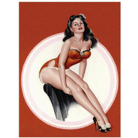 Mid-Century Pin-Ups - Eyeful Magazine - Brunette in a Red Bathing suit-Paper Art-14"x18"