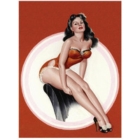 Mid-Century Pin-Ups - Eyeful Magazine - Brunette in a Red Bathing suit-Paper Art-20"x26"