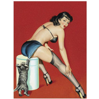 Mid-Century Pin-Ups - Flirt Magazine - Playful Pussy-Paper Art-14"x18"