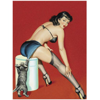 Mid-Century Pin-Ups - Flirt Magazine - Playful Pussy-Paper Art-32"x42"