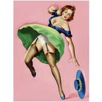 Mid-Century Pin-Ups - Wink Magazine - Strong Wind-Paper Art-14"x18"