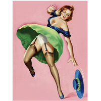 Mid-Century Pin-Ups - Wink Magazine - Strong Wind-Paper Art-32"x42"