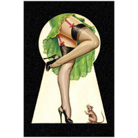 Mid-Century Pin-Ups - Through the Keyhole-Paper Art-22"x32"