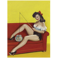 Mid-Century Pin-Ups - Joker Magazine - Fishin n funny-Paper Art-32&quotx42"