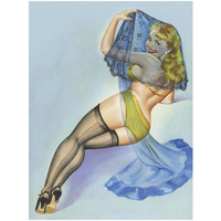 Mid-Century Pin-Ups - The Veil-Paper Art-14"x18"