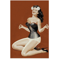 Mid-Century Pin-Ups - Lacing her bra-Paper Art-18"x26"