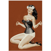 Mid-Century Pin-Ups - Lacing her bra-Paper Art-26"x38"