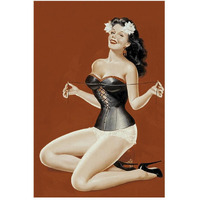 Mid-Century Pin-Ups - Lacing her bra-Paper Art-34"x50"