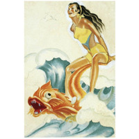 Mid-Century Pin-Ups - Whisper Magazine - Wave Rider-Paper Art-18&quotx26"