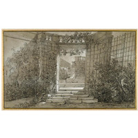 Landscape with a Staircase and a Balustrade, ca. 1744-47-Paper Art-24&quotx15"