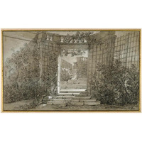 Landscape with a Staircase and a Balustrade, ca. 1744-47-Paper Art-38&quotx24"