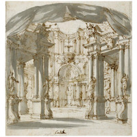 The Courtyard of a Palace: Project for a Stage, 1713-Paper Art-17"x18"