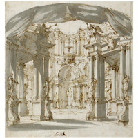 The Courtyard of a Palace: Project for a Stage, 1713-Paper Art-23"x24"