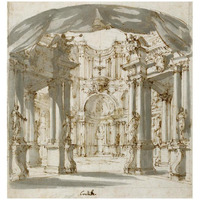 The Courtyard of a Palace: Project for a Stage, 1713-Paper Art-30"x32"