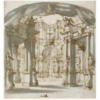 The Courtyard of a Palace: Project for a Stage, 1713-Paper Art-43"x46"