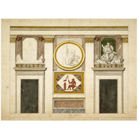 Unexecuted elevation for the Stanza Egizia at the Villa Borghese, ca. 1770-1793-Paper Art-26"x20"