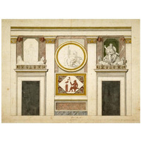 Unexecuted elevation for the Stanza Egizia at the Villa Borghese, ca. 1770-1793-Paper Art-34"x26"