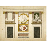 Unexecuted elevation for the Stanza Egizia at the Villa Borghese, ca. 1770-1793-Paper Art-50"x38"