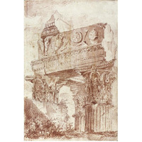 Sketch of Roman architectural fragment, 1786-Paper Art-42"x62"