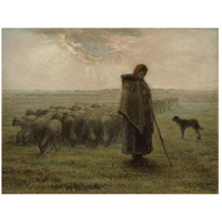 Shepherdess and Her Flock-Paper Art-26"x20"