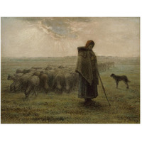 Shepherdess and Her Flock-Paper Art-50"x38"