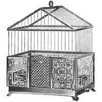 Etchings: Birdcage - Peaked top, patterned base.-Paper Art-32"x32"