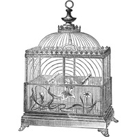 Etchings: Birdcage - Dome top, floral base, filigree detail.-Paper Art-26"x26"