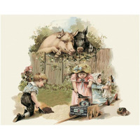 Pigs and Pork: Curious Pigs-Paper Art-37"x30"