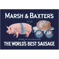 Pigs and Pork: Marsh and Baxter's World's Best Sausage-Paper Art-20"x14"