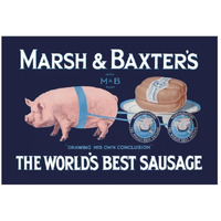 Pigs and Pork: Marsh and Baxter's World's Best Sausage-Paper Art-26"x18"