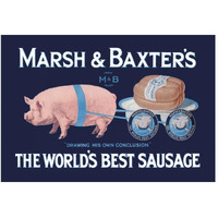 Pigs and Pork: Marsh and Baxter's World's Best Sausage-Paper Art-50"x34"