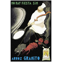 Cooks: No Hay Fiesta Sin Arroz Granito-Paper Art-22"x32"