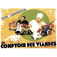 Cooks: Au Comptoir des Viandes-Paper Art-34"x26"