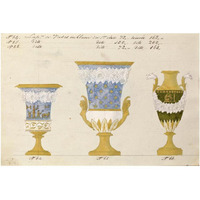 Trois vases en blanc du 1er choix, ca. 1800-1820-Paper Art-38&quotx26"