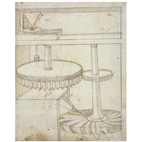 Folio 44: mill powered by horizontal wheel-Paper Art-18"x22"