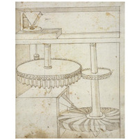 Folio 44: mill powered by horizontal wheel-Paper Art-30"x37"