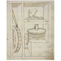 Folio 40: mill with overshot water wheel-Paper Art-22"x26"