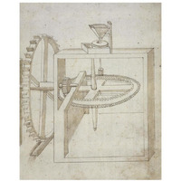 Folio 22: mill powered by undershot water wheel-Paper Art-18"x22"