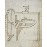 Folio 22: mill powered by undershot water wheel-Paper Art-24"x30"