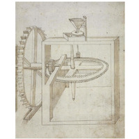 Folio 22: mill powered by undershot water wheel-Paper Art-30"x37"