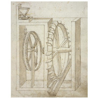 Folio 14: mill with undershot water wheel-Paper Art-18"x22"