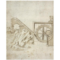 Folio 13: mill powered by water from siphon-Paper Art-18"x22"