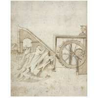 Folio 13: mill powered by water from siphon-Paper Art-22"x26"