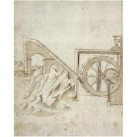 Folio 13: mill powered by water from siphon-Paper Art-24"x30"